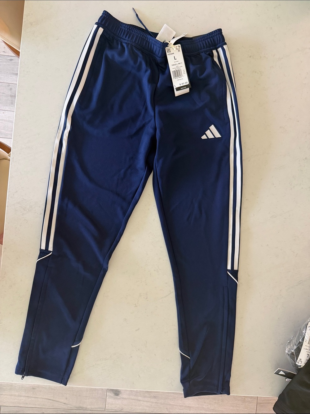 adidas Navy Blue Kids Joggers with White Stripes